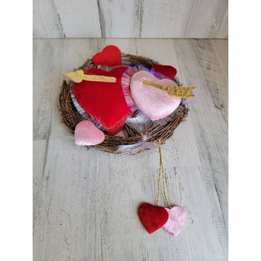 Vintage fiber optic valentine heart‎ wreath light up home decor